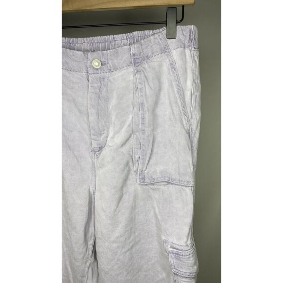 Allsaints Frieda Denim Pants Cargo Women's 12 Washed Purple Grunge Trousers - Picture 4 of 9